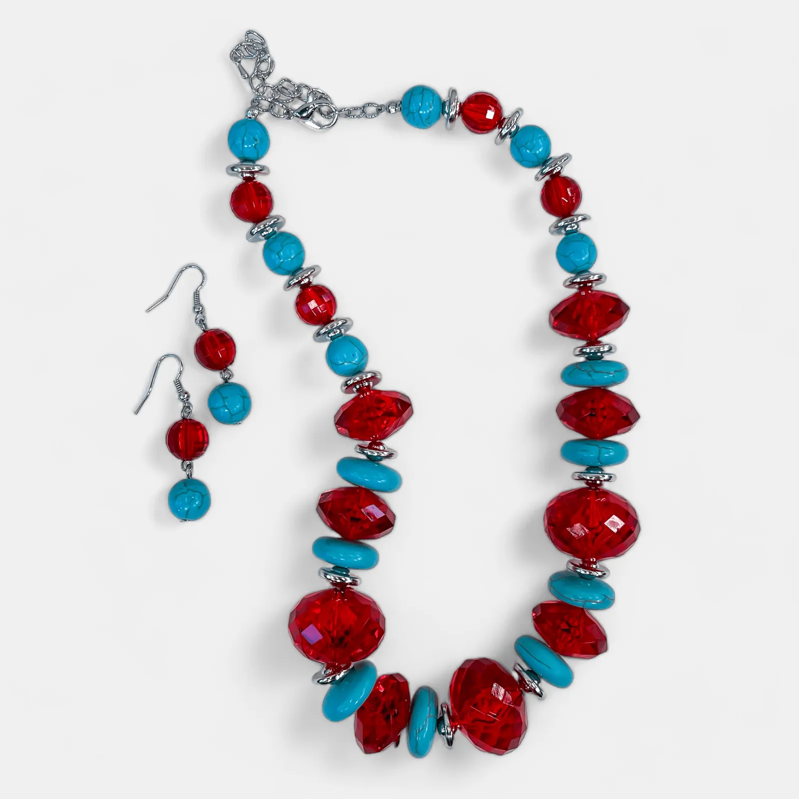 Red Mix Beads Necklace Set