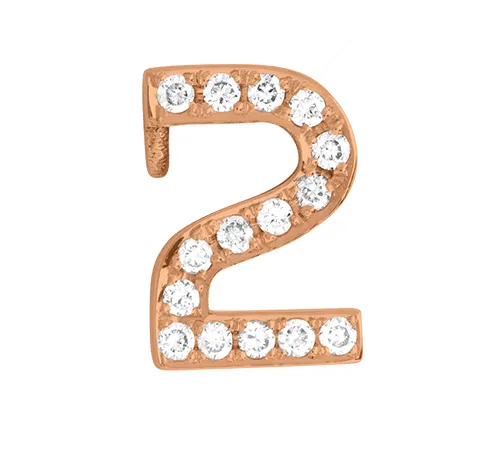 Rose Gold, White Diamond Number Bead