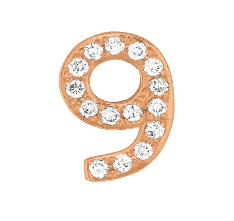 Rose Gold, White Diamond Number Bead