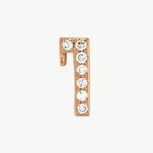 Rose Gold, White Diamond Number Bead