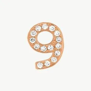 Rose Gold, White Diamond Number Bead