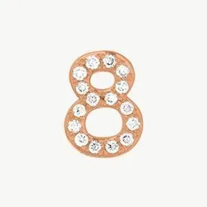 Rose Gold, White Diamond Number Bead