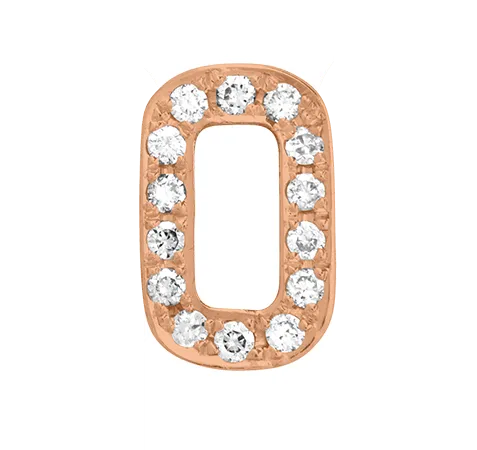 Rose Gold, White Diamond Number Bead