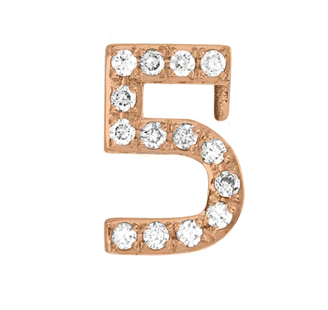 Rose Gold, White Diamond Number Bead