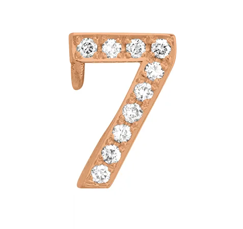 Rose Gold, White Diamond Number Bead