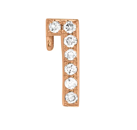 Rose Gold, White Diamond Number Bead