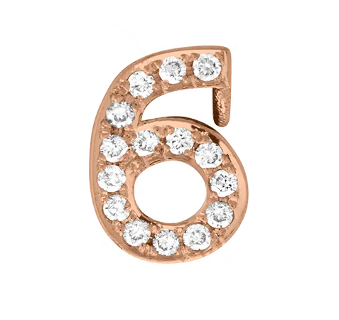 Rose Gold, White Diamond Number Bead