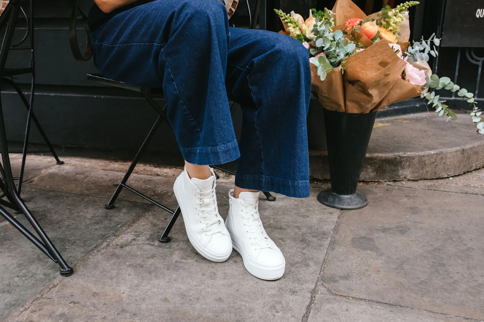 Sadie High Top: White Platform Trainers