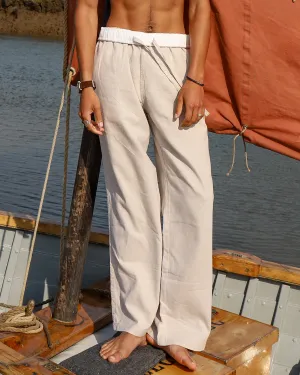 Sand & White Flipin' Linen Trouser