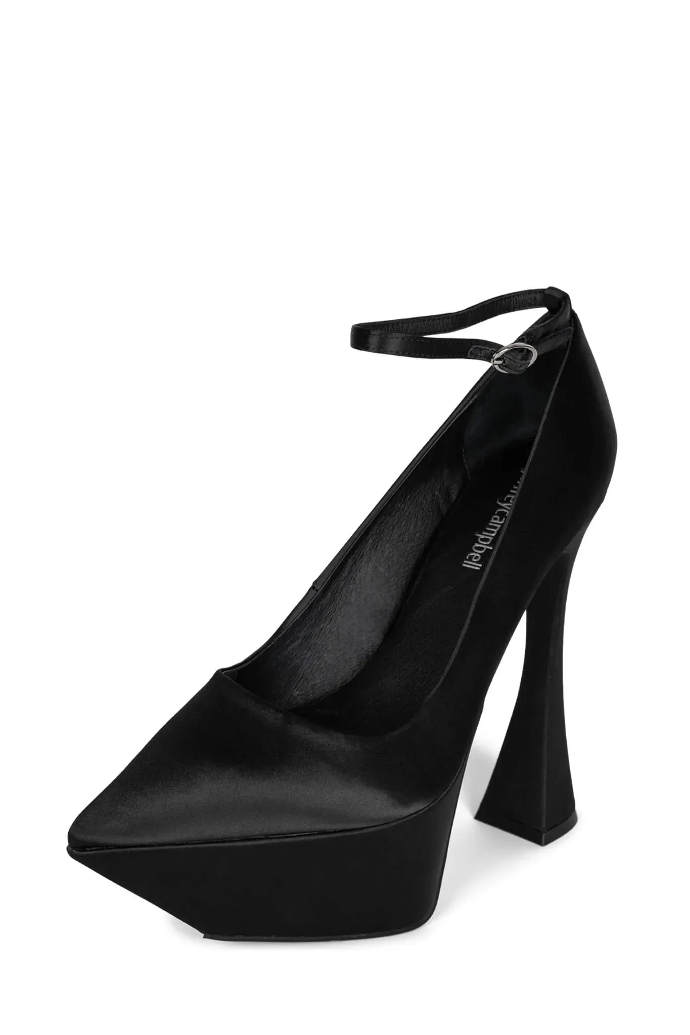 Siouxsie High Heel Mary Jane Pumps - Black Satin