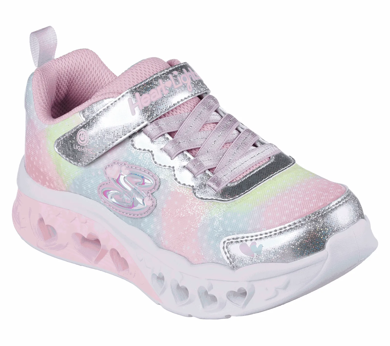 Skechers 302315L Flutter Heart Lights Simply Love SMLT Silver Multi