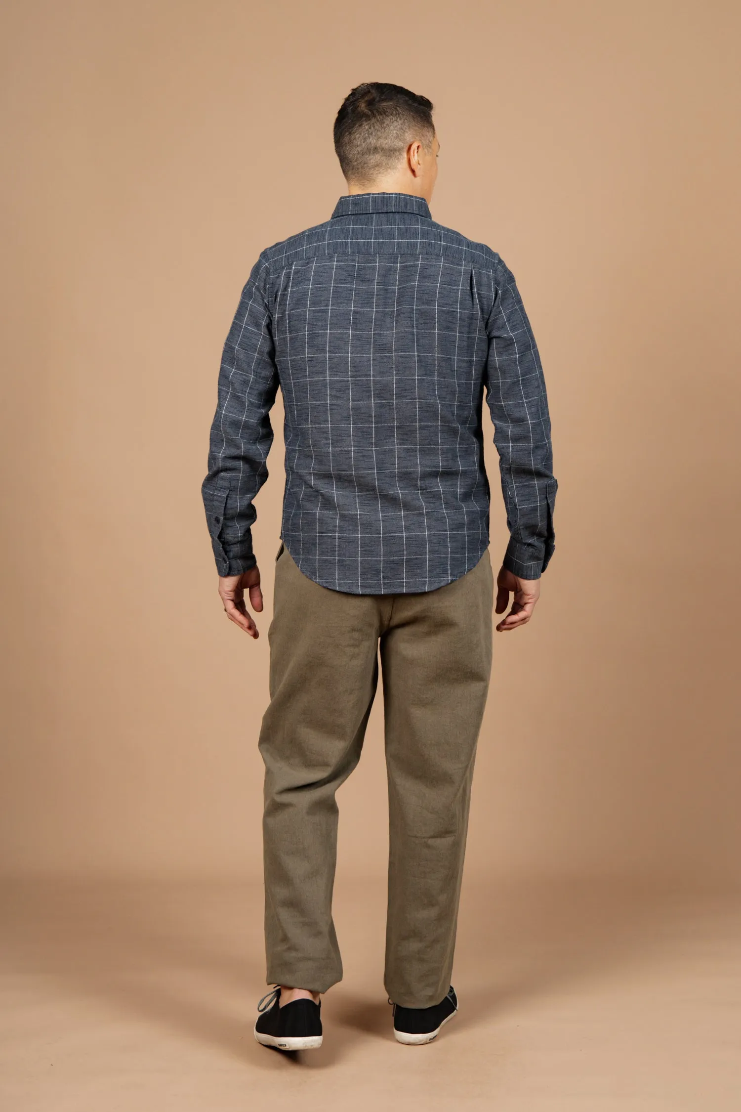 Sutton Slim Shirt / Slate Textured Windowpane