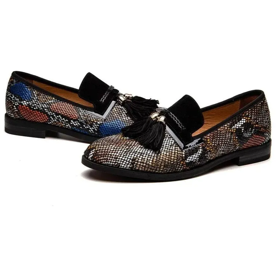 The Pierre Snakeskin Tassel Loafers - Multiple Colors