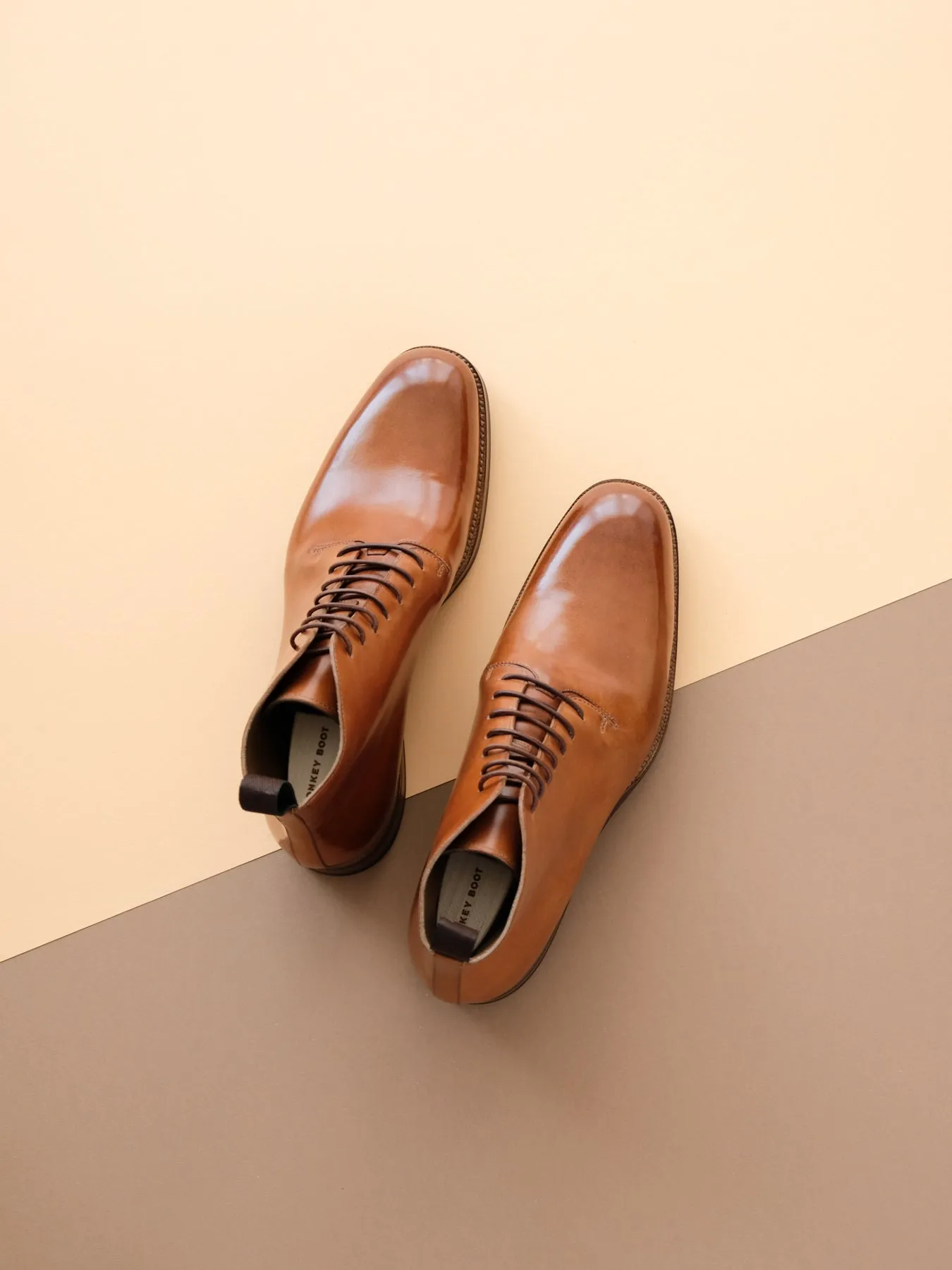 TwoThreeOne.Gregor Wholecut Derby Boots from Havana Ochre Bavarian Calf