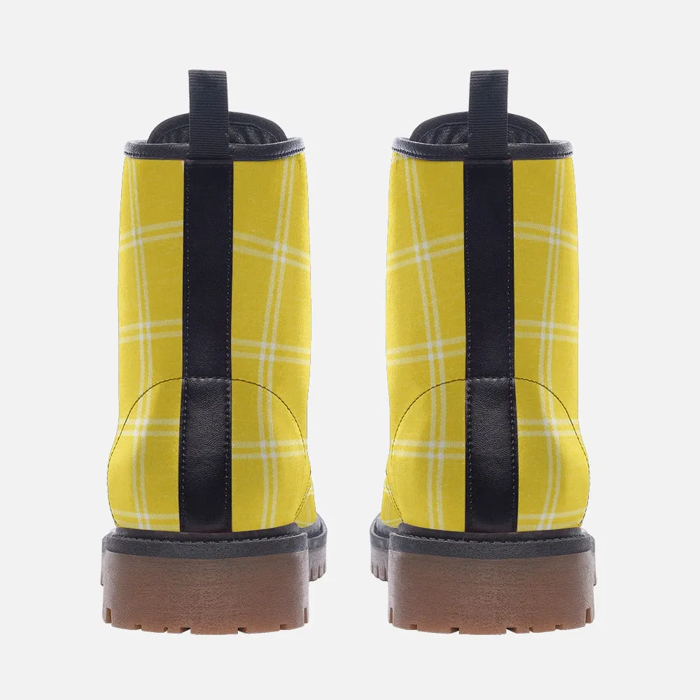 Vampire Art Casual Faux Leather Lightweight Boots - US sizes - Canary Yellow Windowpane