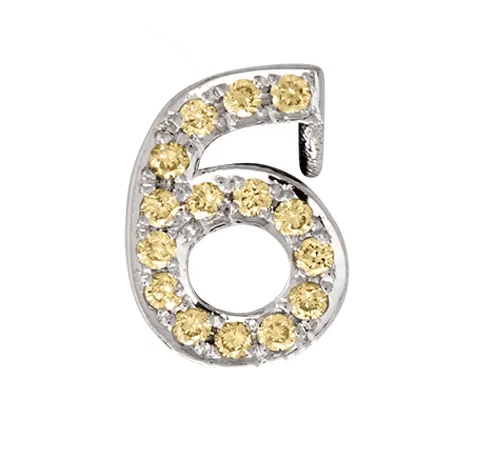 White Gold, Yellow Sapphire Number Bead