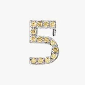 White Gold, Yellow Sapphire Number Bead