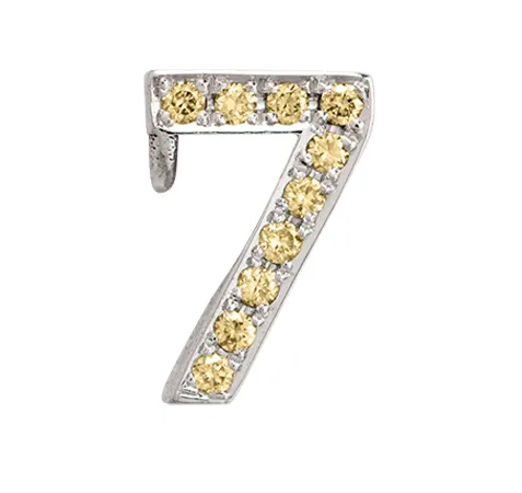 White Gold, Yellow Sapphire Number Bead