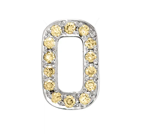 White Gold, Yellow Sapphire Number Bead