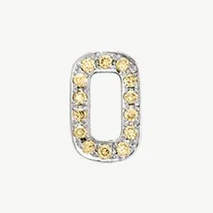 White Gold, Yellow Sapphire Number Bead