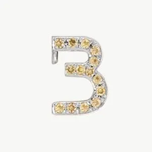 White Gold, Yellow Sapphire Number Bead