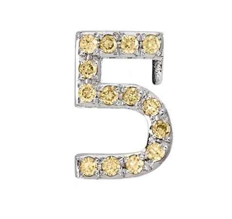 White Gold, Yellow Sapphire Number Bead