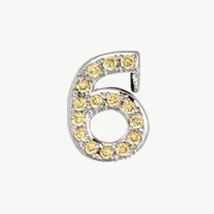 White Gold, Yellow Sapphire Number Bead