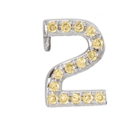 White Gold, Yellow Sapphire Number Bead