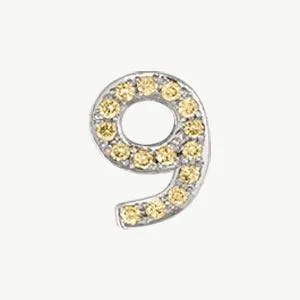 White Gold, Yellow Sapphire Number Bead