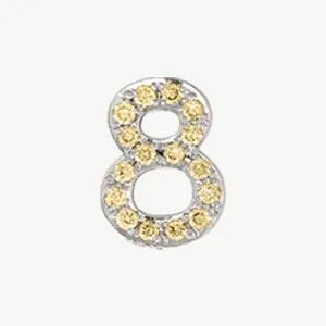 White Gold, Yellow Sapphire Number Bead