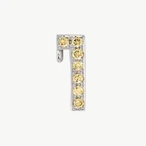 White Gold, Yellow Sapphire Number Bead