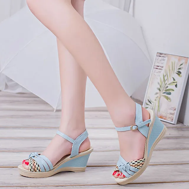 Women Sandals Bohemian Wedge Sandals Summer Women Shoes Comfortable Fashion Woven Shoes Women Beach Sandals