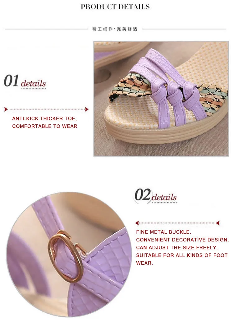 Women Sandals Bohemian Wedge Sandals Summer Women Shoes Comfortable Fashion Woven Shoes Women Beach Sandals